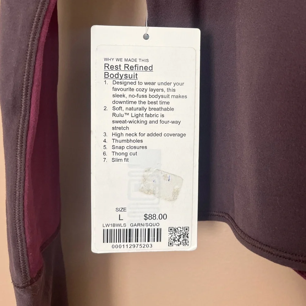 {Lululemon} Rest Refined Bodysuit in Garnet / Sequoia - Womens Large - NWT - Picture 10 of 11